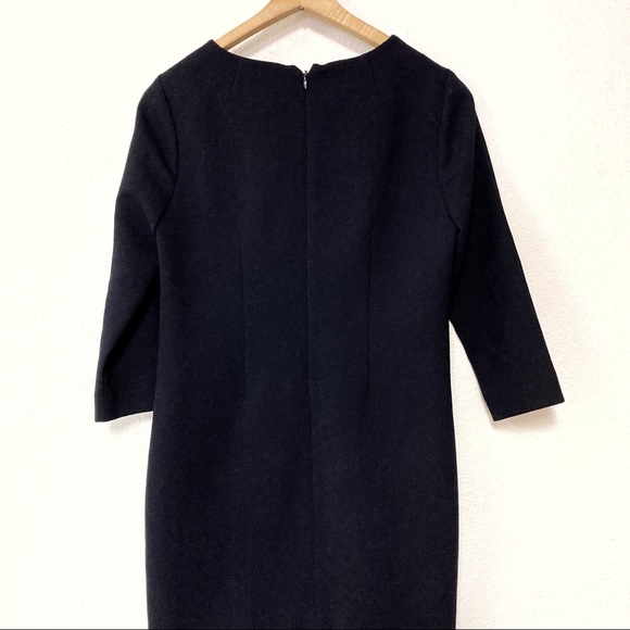 J. Crew Crepe Wool Navy 3/4 Sleeve Sheath Dress 2 - Picture 5 of 6
